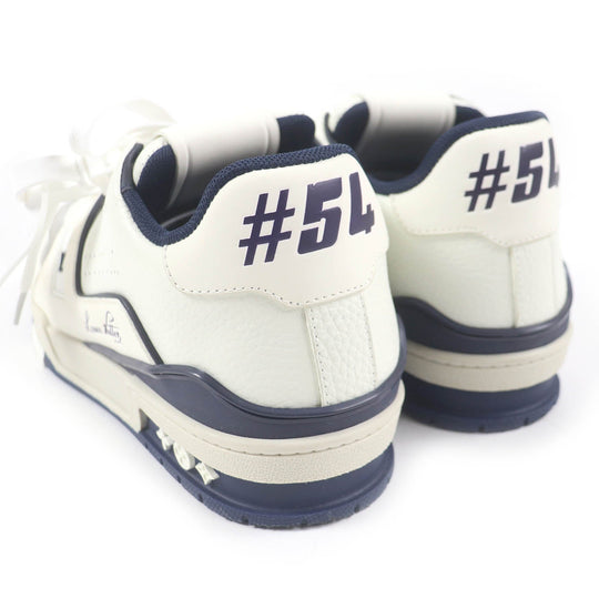 LOUIS VUITTON Low cut sneakers Main: Leather White navy LV Trainer Line mens 6 Used Authentic