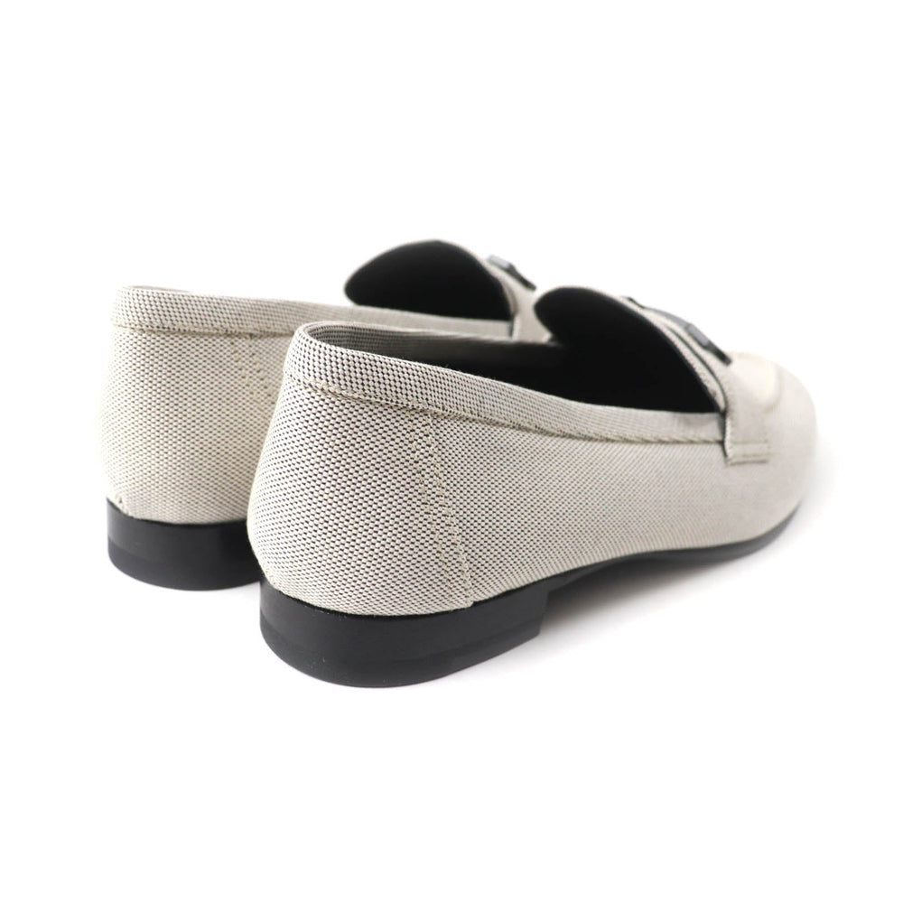 HERMES loafers Main: Canvas Light gray Moccasin Paris Constance Women 37.5 Used Authentic