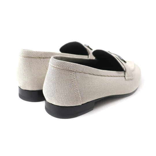 HERMES loafers Main: Canvas Light gray Moccasin Paris Constance Women 37.5 Used Authentic