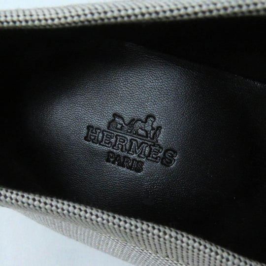 HERMES loafers Main: Canvas Light gray Moccasin Paris Constance Women 37.5 Used Authentic