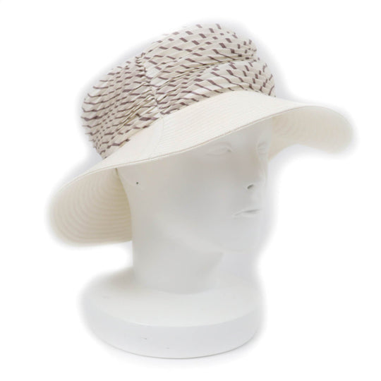 HERMES hat Main: 100% cotton, Part: 100% silk, Lining: 100% linen white Women 57 Used Authentic