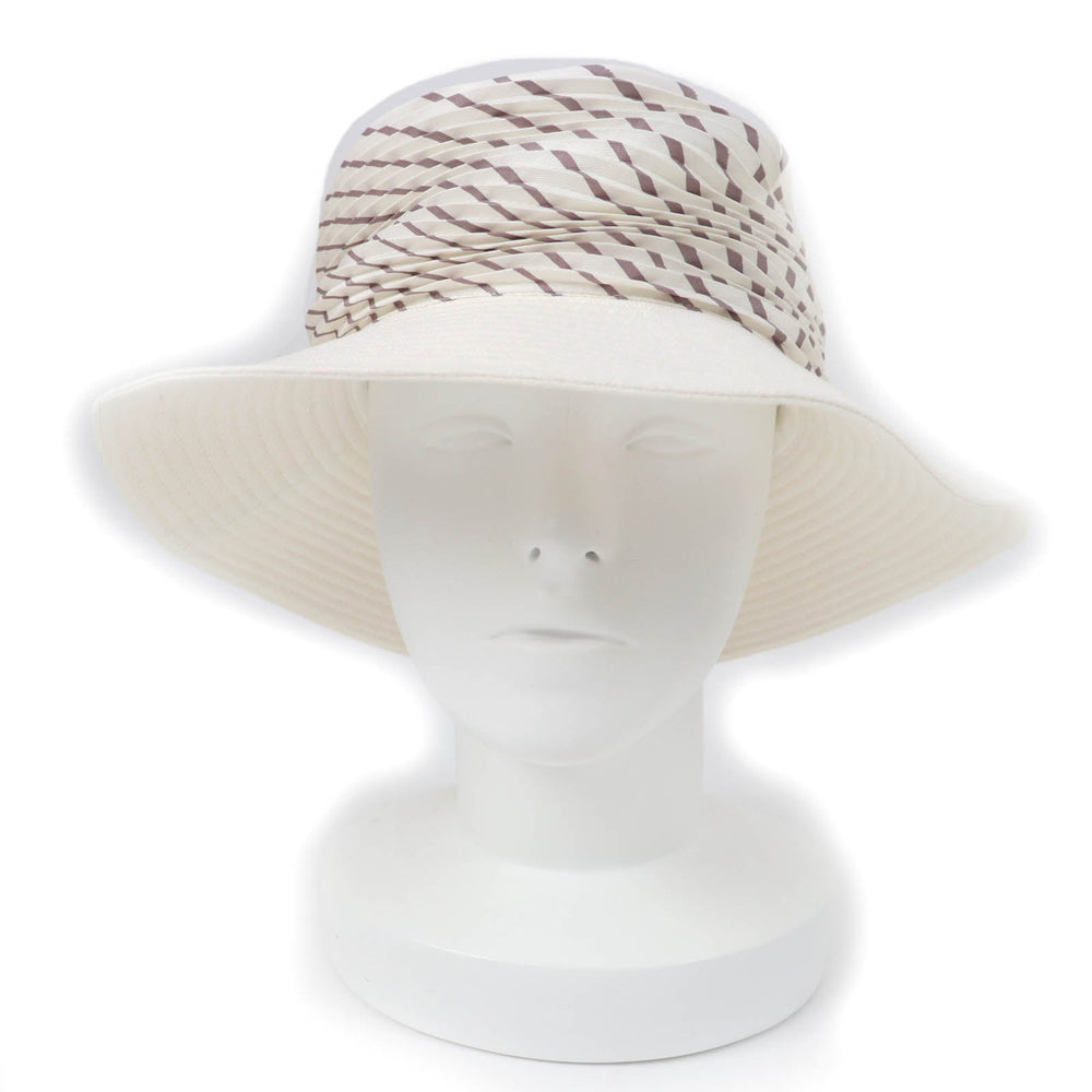 HERMES hat Main: 100% cotton, Part: 100% silk, Lining: 100% linen white Women 57 Used Authentic