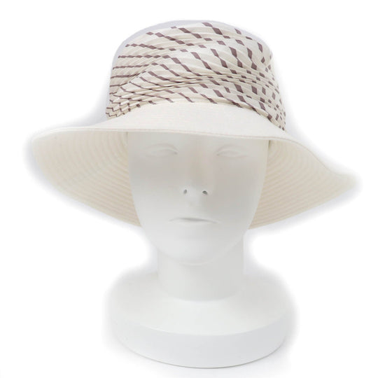 HERMES hat Main: 100% cotton, Part: 100% silk, Lining: 100% linen white Women 57 Used Authentic