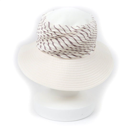 HERMES hat Main: 100% cotton, Part: 100% silk, Lining: 100% linen white Women 57 Used Authentic