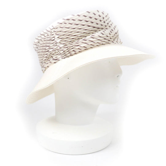 HERMES hat Main: 100% cotton, Part: 100% silk, Lining: 100% linen white Women 57 Used Authentic