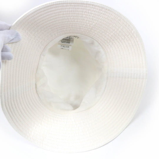 HERMES hat Main: 100% cotton, Part: 100% silk, Lining: 100% linen white Women 57 Used Authentic