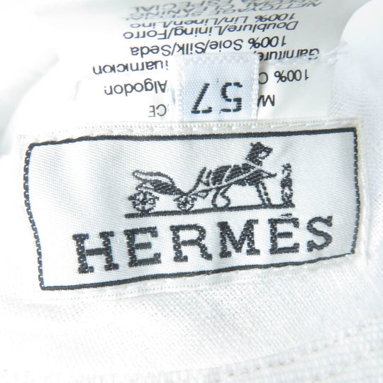HERMES hat Main: 100% cotton, Part: 100% silk, Lining: 100% linen white Women 57 Used Authentic