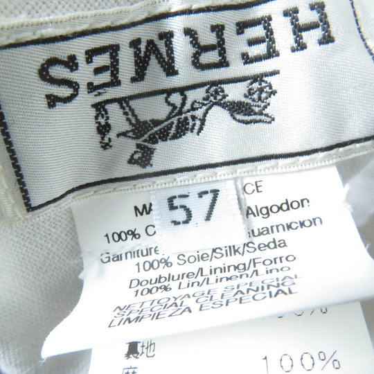 HERMES hat Main: 100% cotton, Part: 100% silk, Lining: 100% linen white Women 57 Used Authentic
