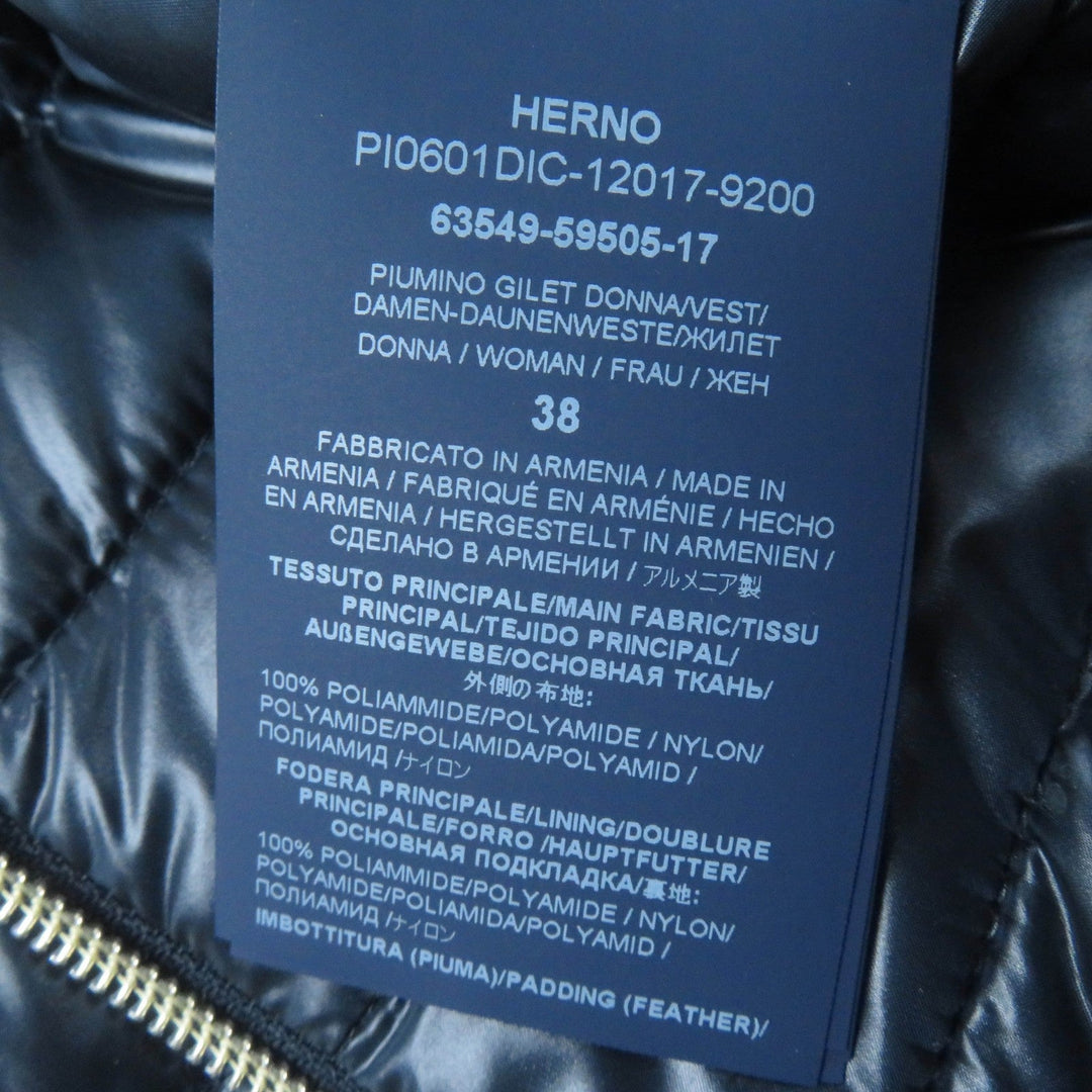 Herno Down vest PI0601DIC Main: 100% nylon, Lining: 100% nylon, Filling: 90% down, Filling: 10% feather Navy ICONICO Iconico Women 38 Used Authentic