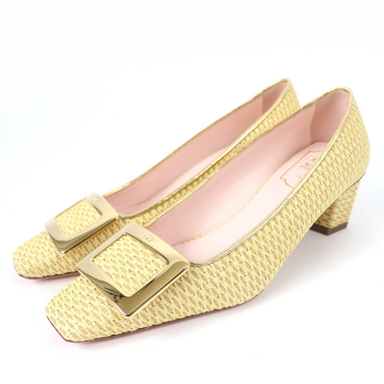 ROGERVIVIER pumps �[ yellow Belle Vivier Women 37 Used Authentic