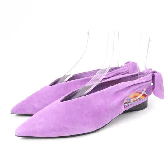 HERMES pumps Main: Suede leather purple Eva Women 37 Used Authentic