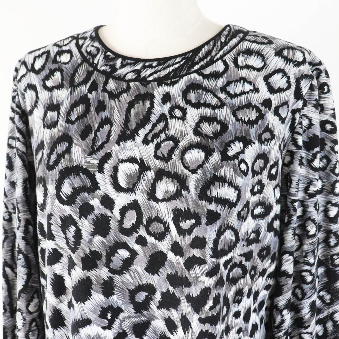 LEONARD Cut Main: 60% wool, Main: 40% silk Black Grey Women M Used Authentic