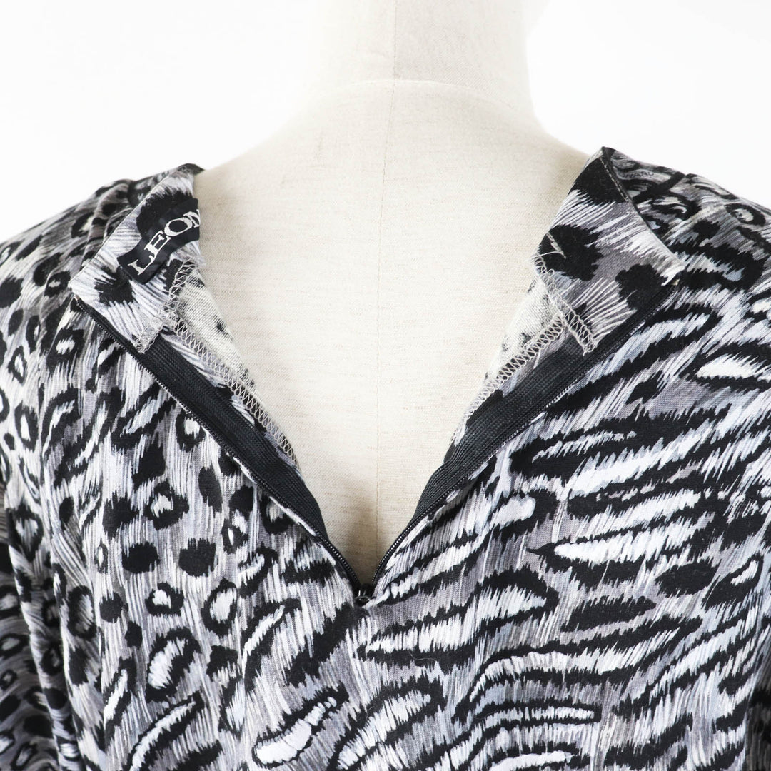 LEONARD Cut Main: 60% wool, Main: 40% silk Black Grey Women M Used Authentic