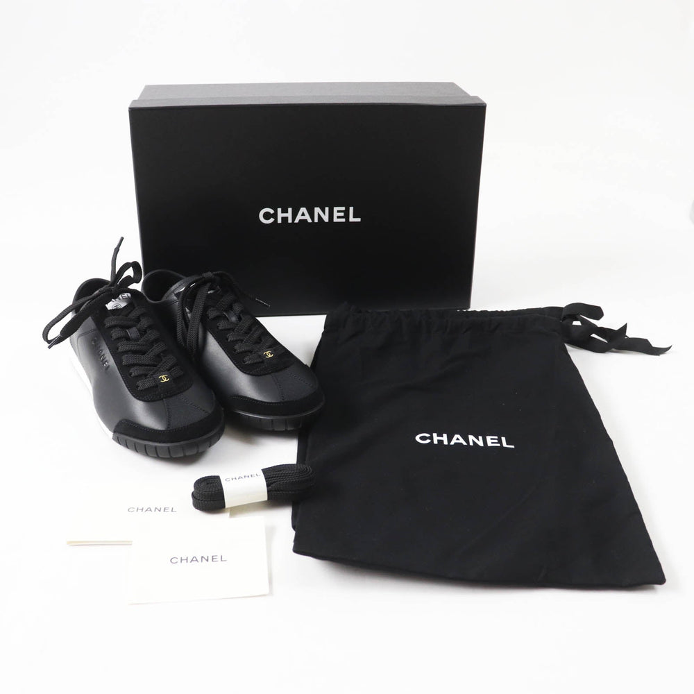 CHANEL sneakers 24S G45714 Main: Calfskin, Main: Suede calfskin Black White Women 36 Used Authentic