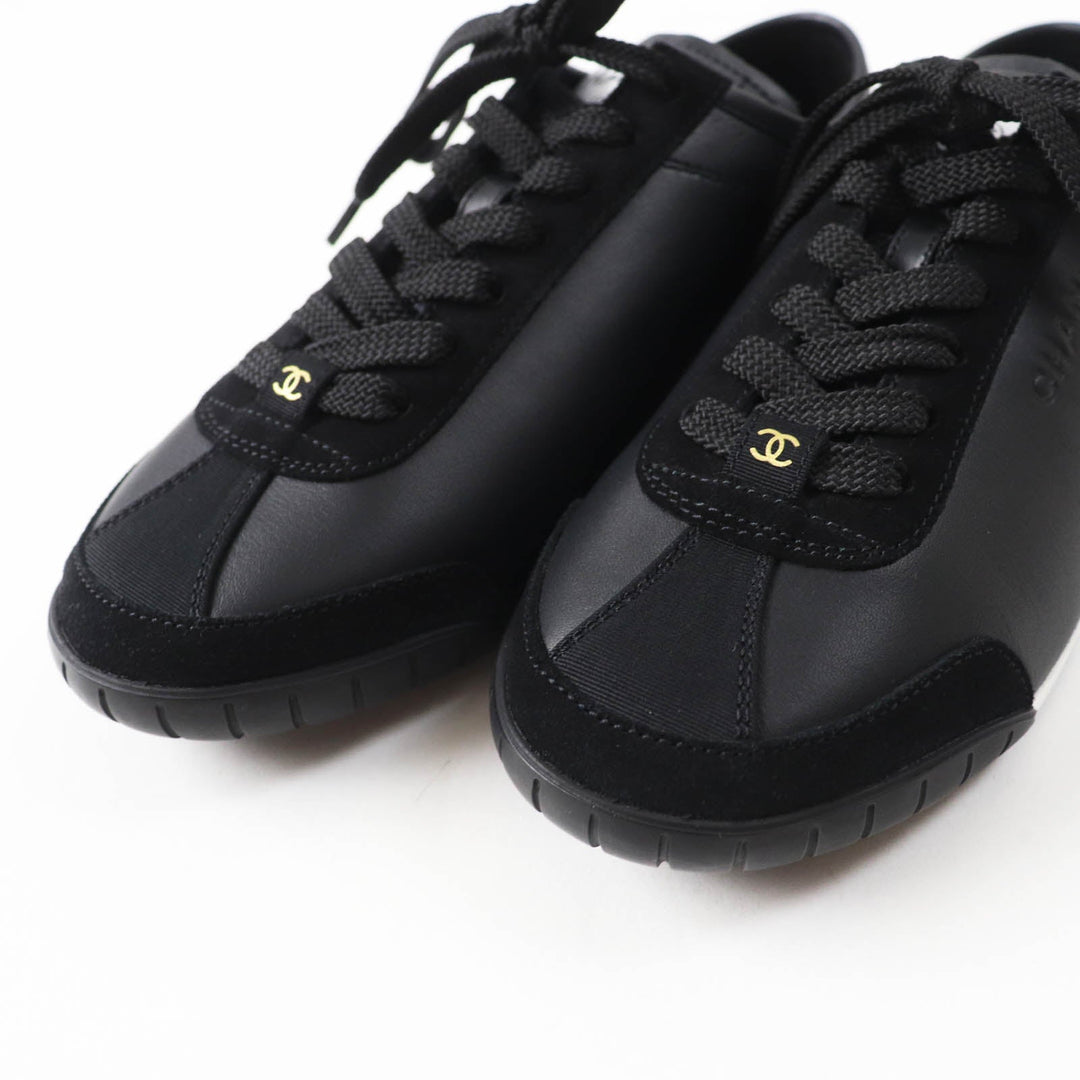 CHANEL sneakers 24S G45714 Main: Calfskin, Main: Suede calfskin Black White Women 36 Used Authentic