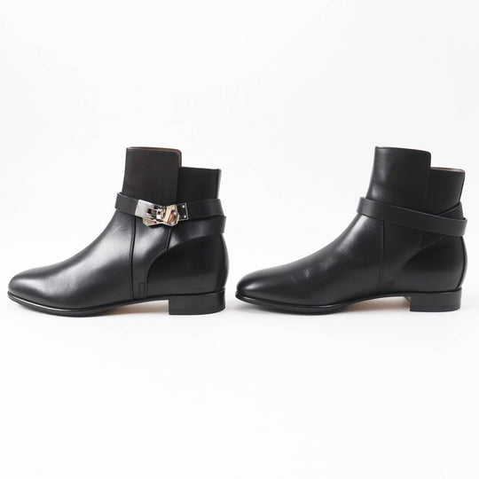 HERMES short boots Main: Leather black Neo Women 35 1/2 Used Authentic