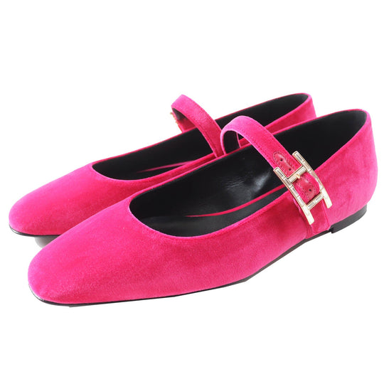 HERMES Ballet shoes Main: Velour Fuchsia Jane Women 36 1/2 Used Authentic