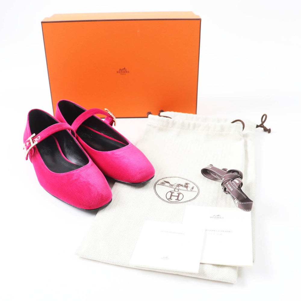 HERMES Ballet shoes Main: Velour Fuchsia Jane Women 36 1/2 Used Authentic