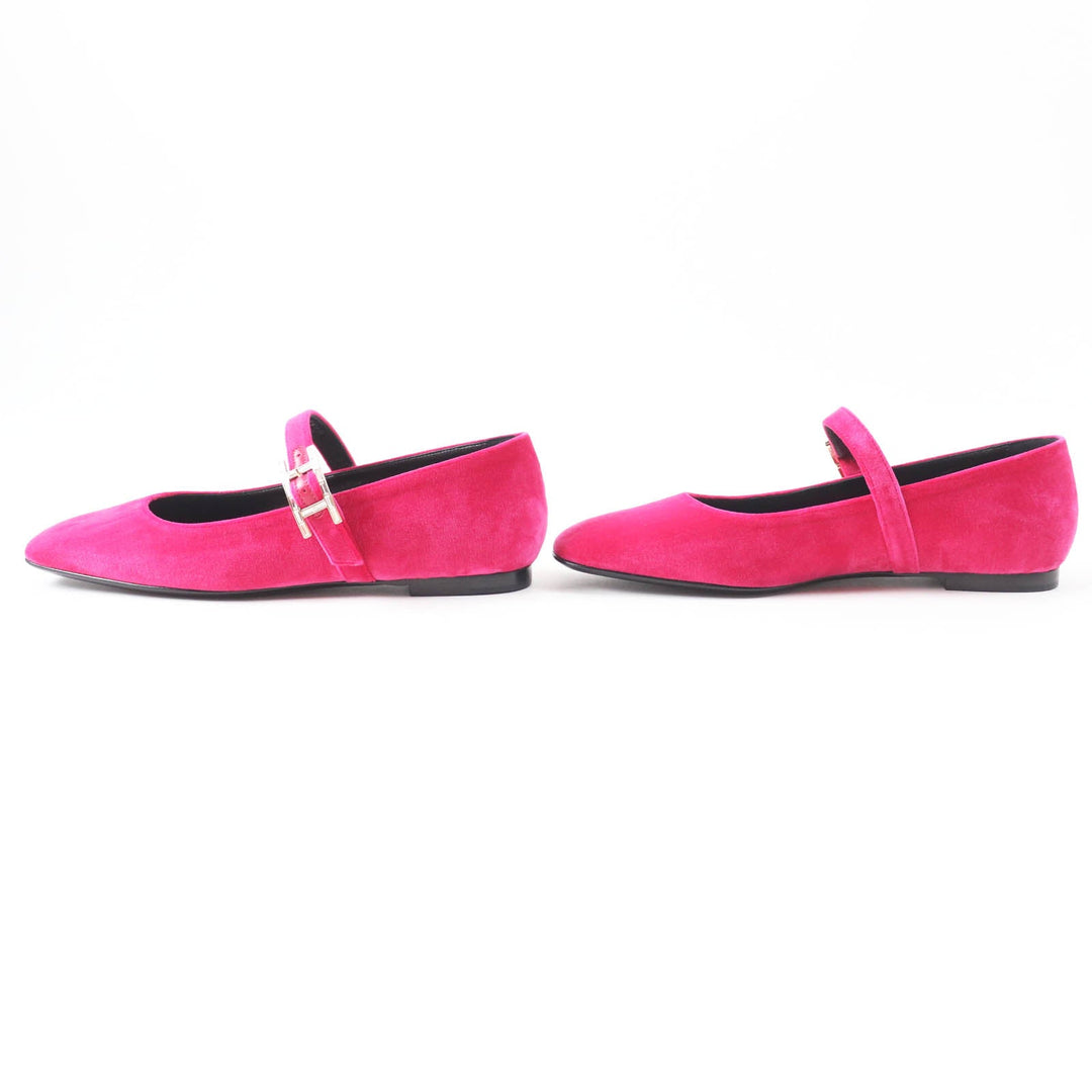 HERMES Ballet shoes Main: Velour Fuchsia Jane Women 36 1/2 Used Authentic