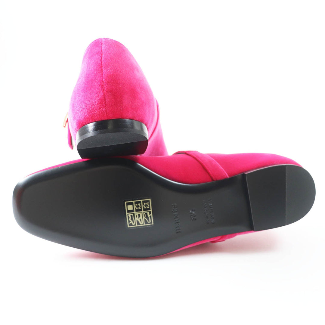 HERMES Ballet shoes Main: Velour Fuchsia Jane Women 36 1/2 Used Authentic