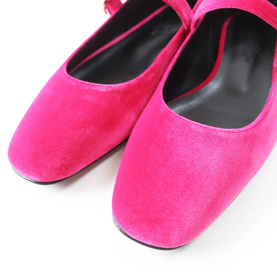 HERMES Ballet shoes Main: Velour Fuchsia Jane Women 36 1/2 Used Authentic
