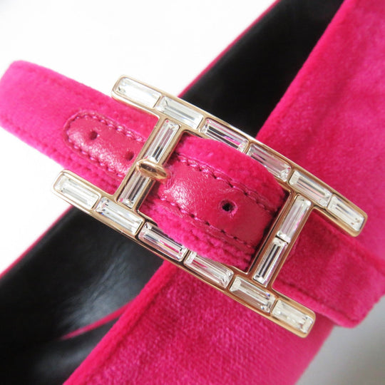HERMES Ballet shoes Main: Velour Fuchsia Jane Women 36 1/2 Used Authentic