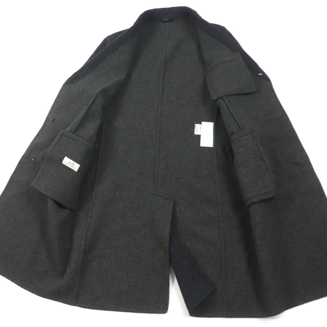 HERMES Chester coat Outer: 100% wool, Lining: 100% silk Dark gray mens 48 Used Authentic