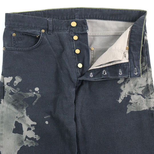LOUIS VUITTON Denim pants HDD31WDGQ Main: 100% cotton, Part: 100% cotton, Leather part: Cowhide Dark Navy type mens 33 Used Authentic