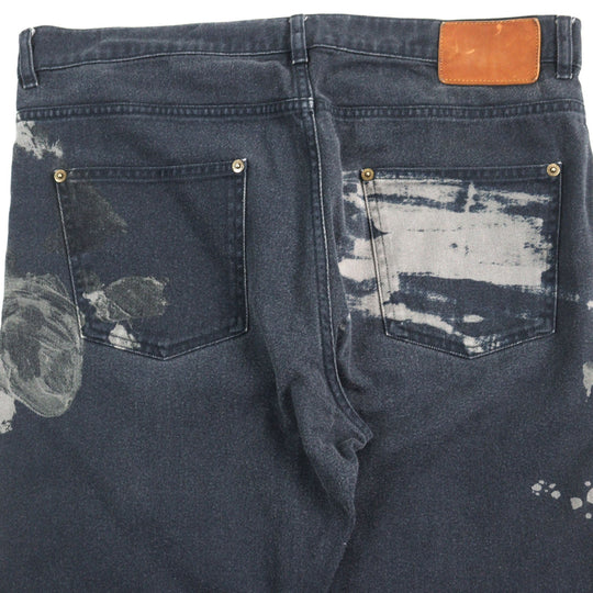 LOUIS VUITTON Denim pants HDD31WDGQ Main: 100% cotton, Part: 100% cotton, Leather part: Cowhide Dark Navy type mens 33 Used Authentic