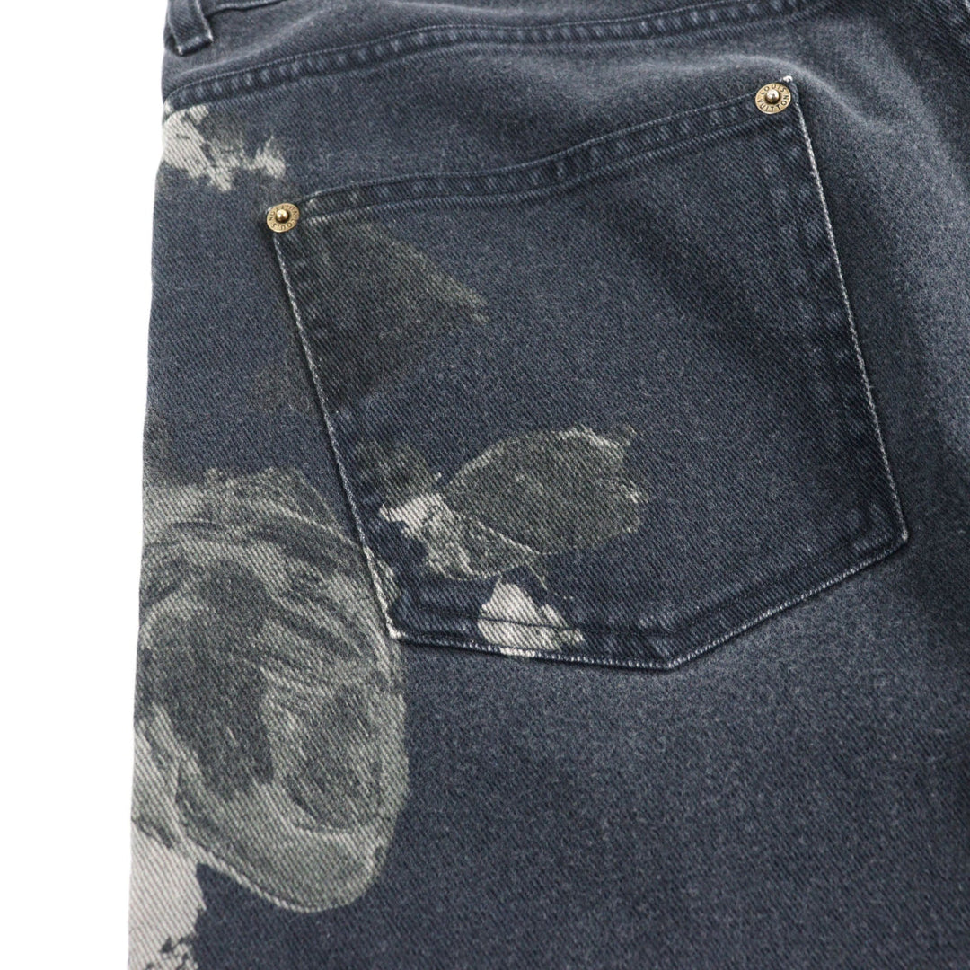 LOUIS VUITTON Denim pants HDD31WDGQ Main: 100% cotton, Part: 100% cotton, Leather part: Cowhide Dark Navy type mens 33 Used Authentic