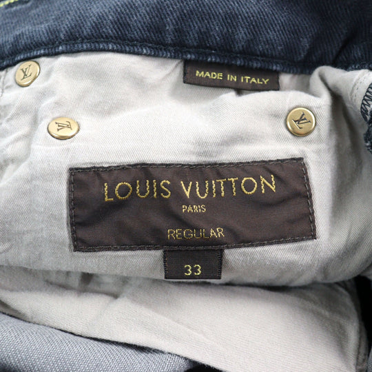 LOUIS VUITTON Denim pants HDD31WDGQ Main: 100% cotton, Part: 100% cotton, Leather part: Cowhide Dark Navy type mens 33 Used Authentic