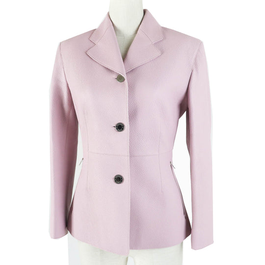 HERMES Jacket 3E1211D0 Main: 100% deerskin, Lining: 65% rayon, Lining: 35% silk pink Women 36 Used Authentic