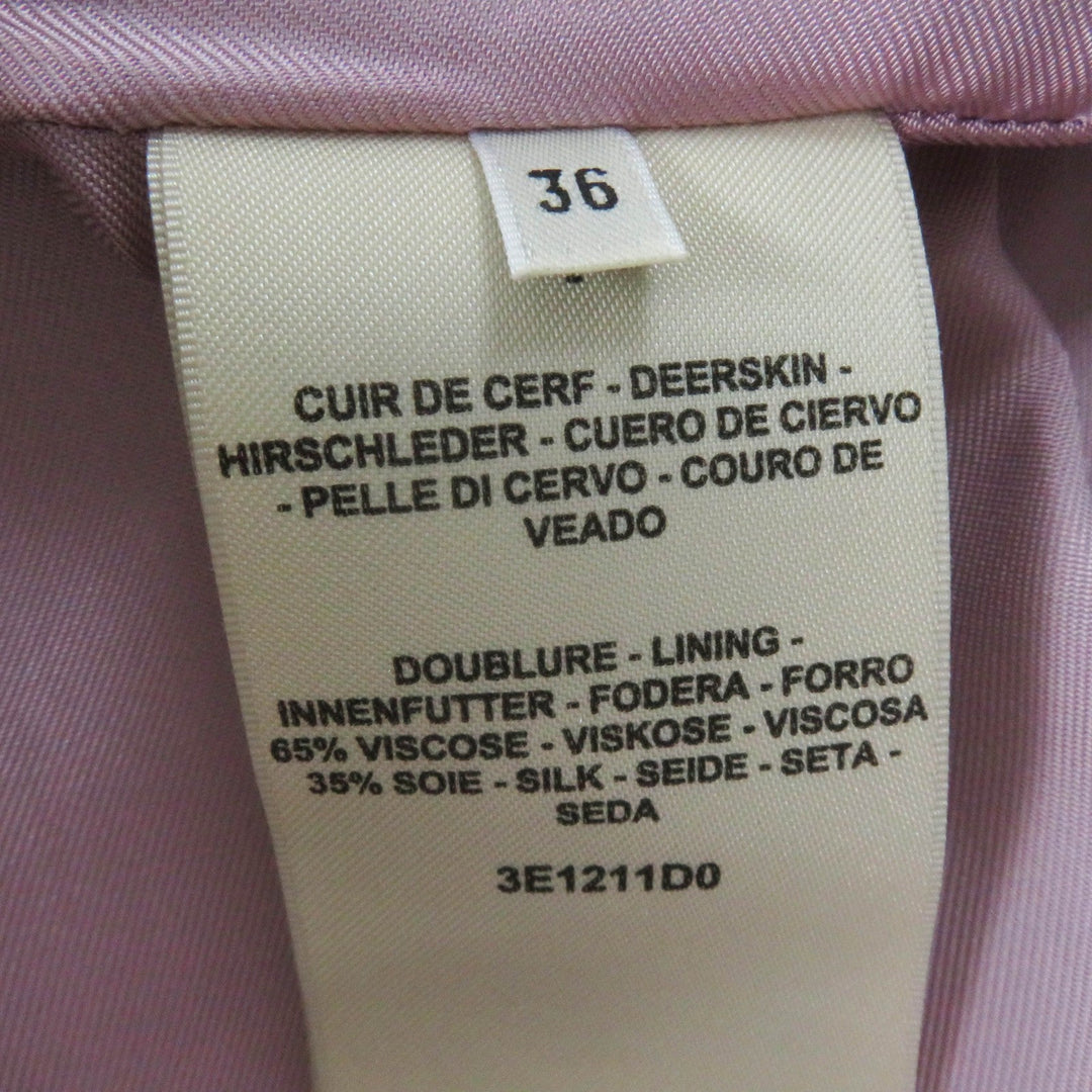 HERMES Jacket 3E1211D0 Main: 100% deerskin, Lining: 65% rayon, Lining: 35% silk pink Women 36 Used Authentic