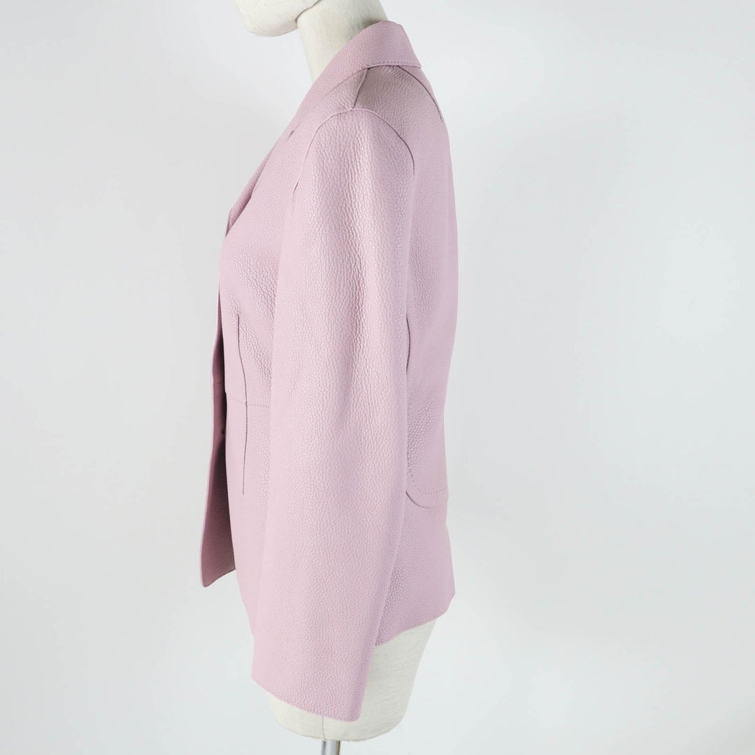 HERMES Jacket 3E1211D0 Main: 100% deerskin, Lining: 65% rayon, Lining: 35% silk pink Women 36 Used Authentic