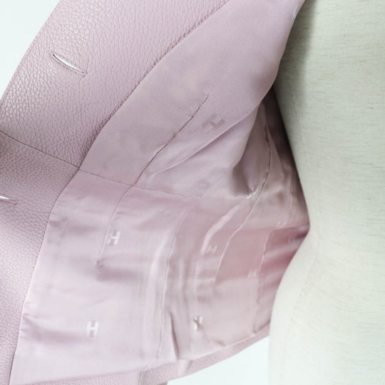 HERMES Jacket 3E1211D0 Main: 100% deerskin, Lining: 65% rayon, Lining: 35% silk pink Women 36 Used Authentic