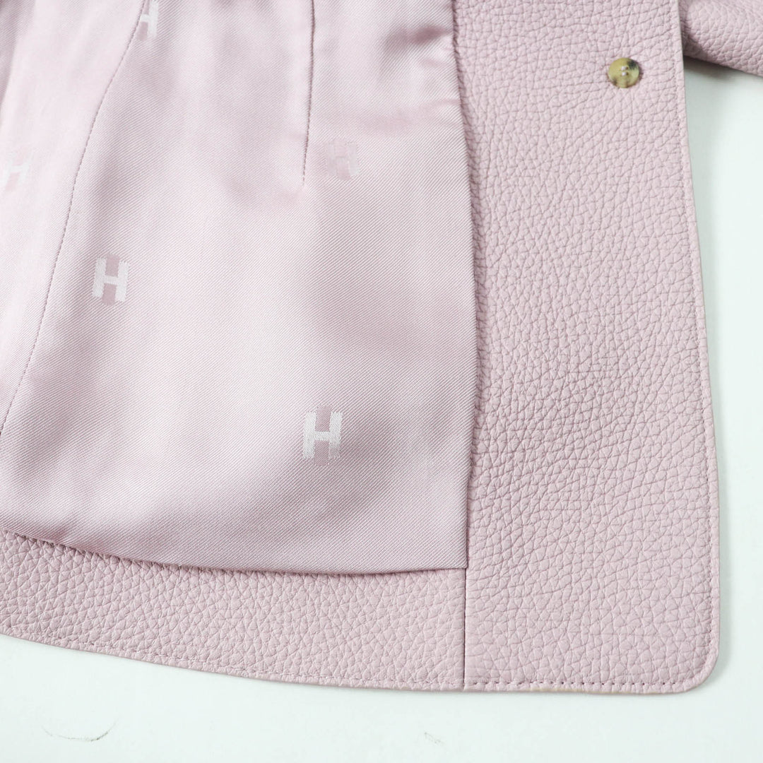 HERMES Jacket 3E1211D0 Main: 100% deerskin, Lining: 65% rayon, Lining: 35% silk pink Women 36 Used Authentic