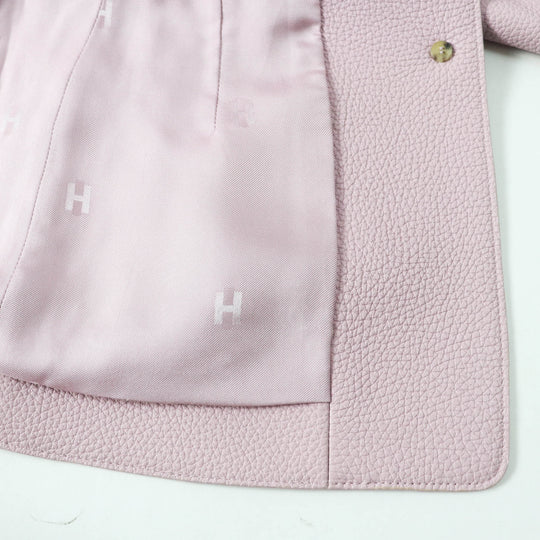 HERMES Jacket 3E1211D0 Main: 100% deerskin, Lining: 65% rayon, Lining: 35% silk pink Women 36 Used Authentic