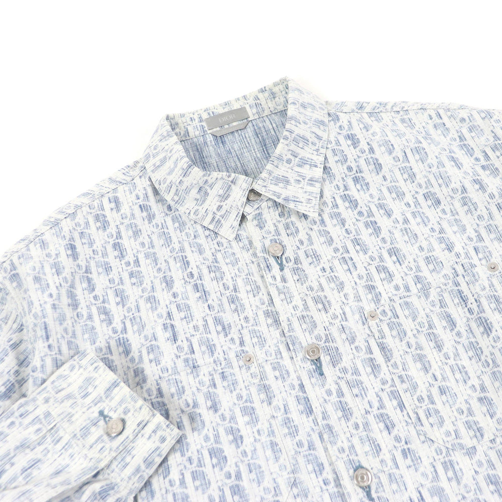 Dior HOMME Long sleeve shirt 013D585BY989 Main: 100% cotton Indigo blue mens 45 Used Authentic