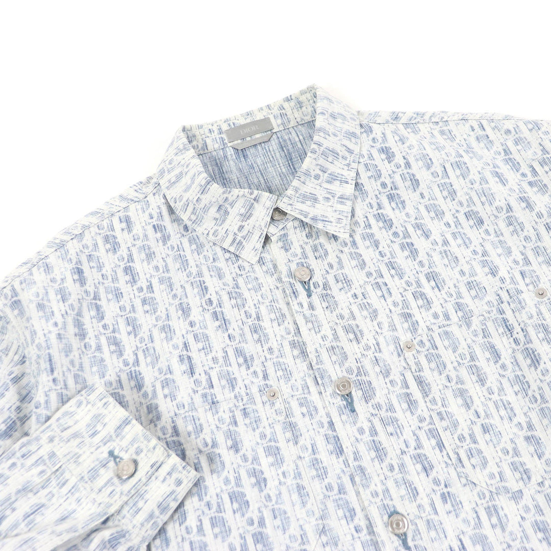 Dior HOMME Long sleeve shirt 013D585BY989 Main: 100% cotton Indigo blue mens 45 Used Authentic
