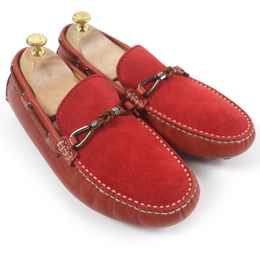LOUIS VUITTON loafers Main: suede leather, Main: leather Red type mens 6.5 Used Authentic