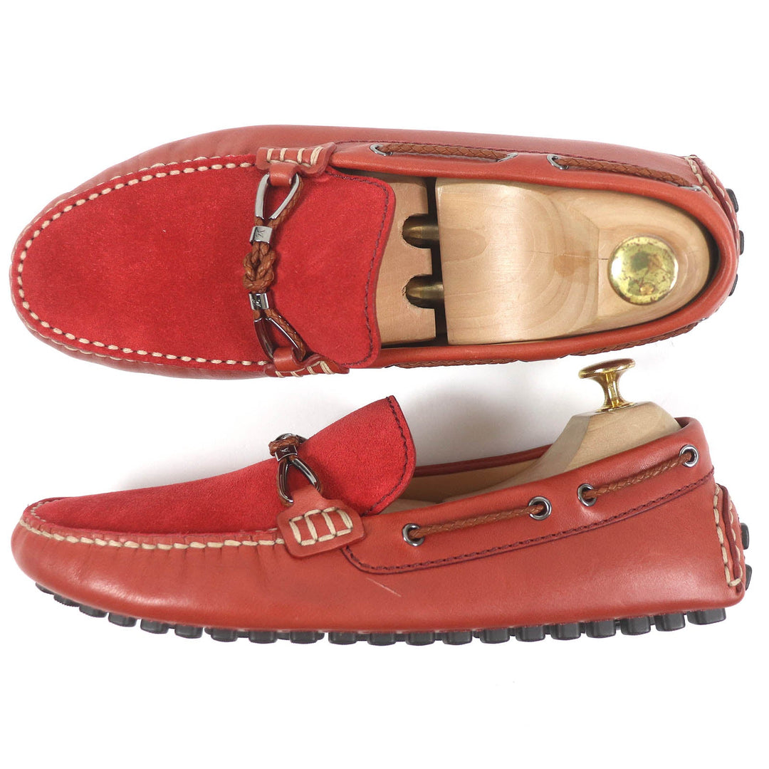 LOUIS VUITTON loafers Main: suede leather, Main: leather Red type mens 6.5 Used Authentic