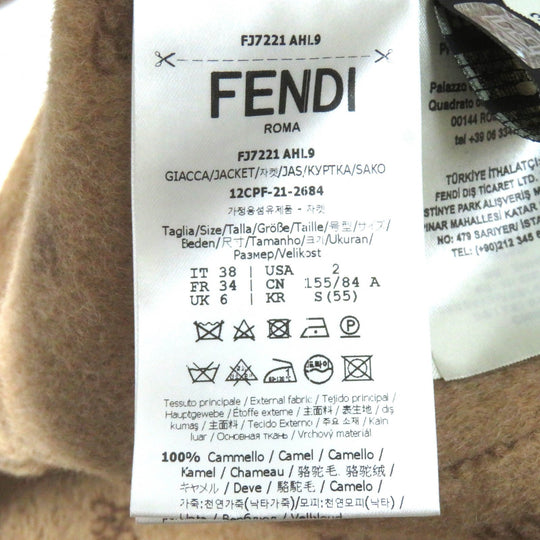 FENDI pea coat FJ7221 Outer: 100% camel, Lining: 100% rayon light brown Women 38 Used Authentic