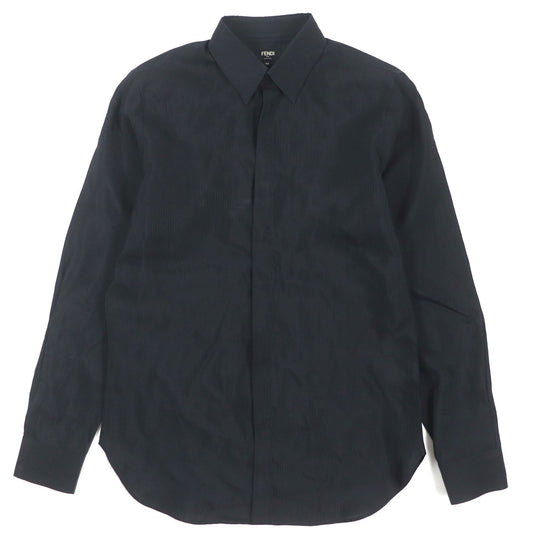 FENDI Long sleeve shirt Main: 73% rayon, Main: 27% silk black mens 40 Used Authentic