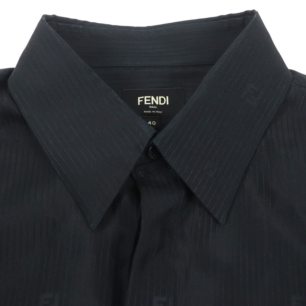 FENDI Long sleeve shirt Main: 73% rayon, Main: 27% silk black mens 40 Used Authentic