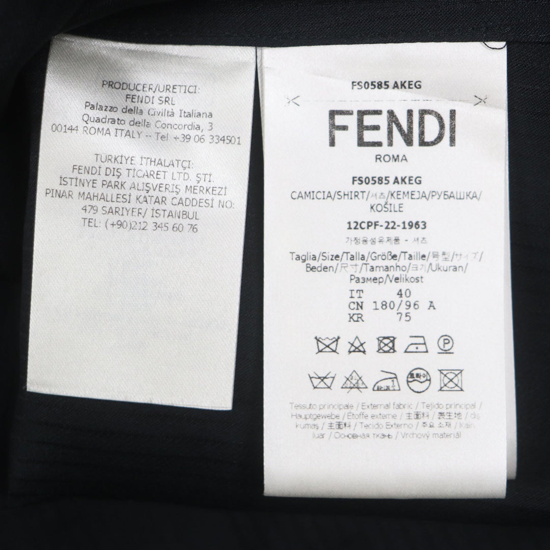 FENDI Long sleeve shirt Main: 73% rayon, Main: 27% silk black mens 40 Used Authentic