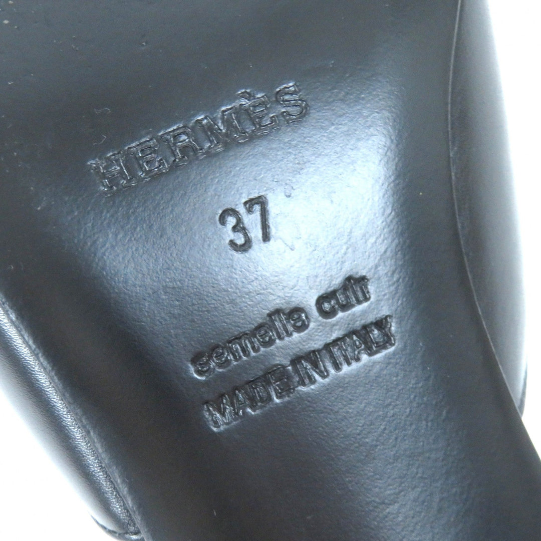 HERMES Mule 221023Z Main: Leather black Area Lab Women 37 Used Authentic