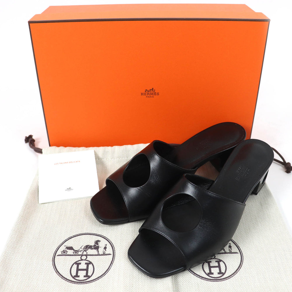 HERMES Mule 221023Z Main: Leather black Area Lab Women 37 Used Authentic