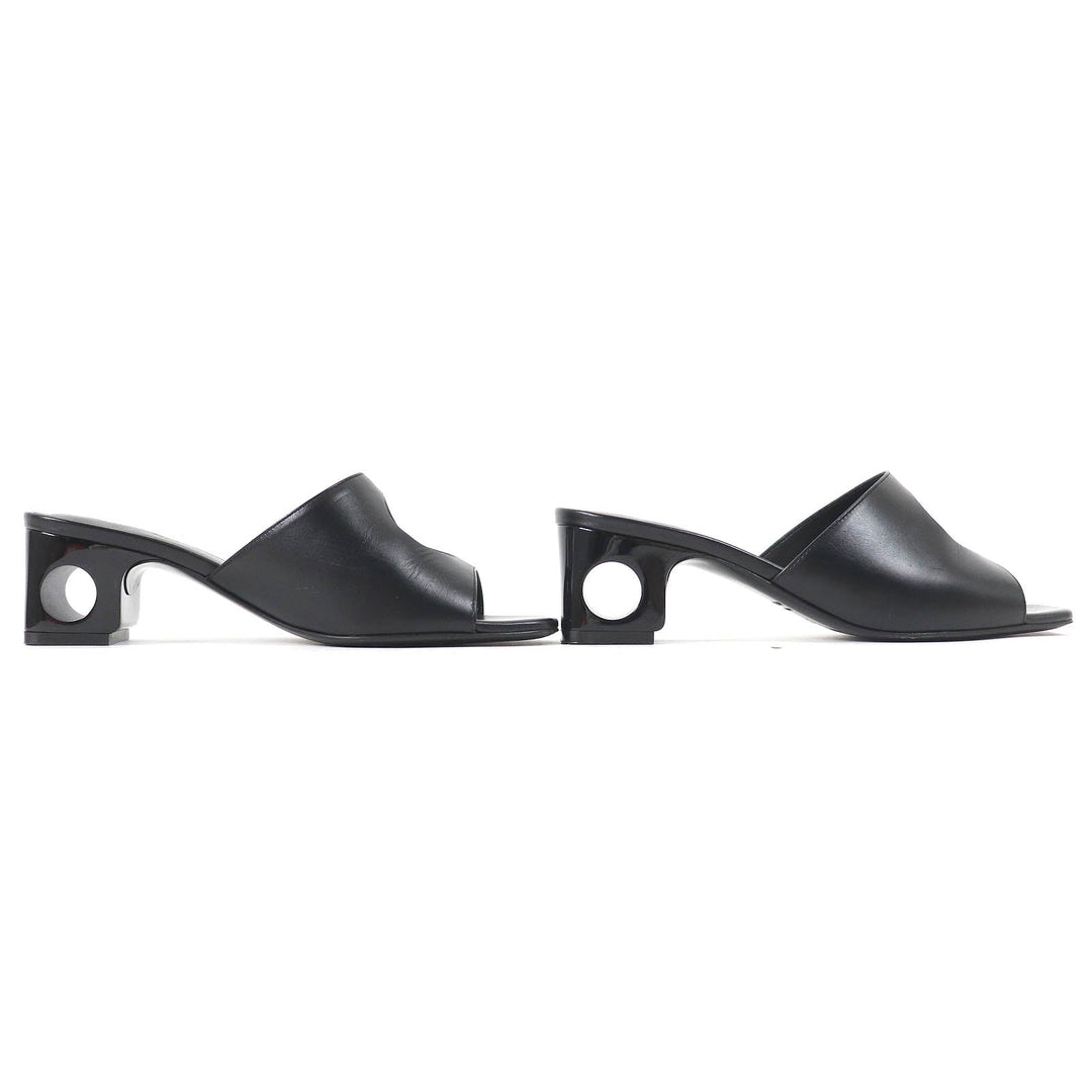 HERMES Mule 221023Z Main: Leather black Area Lab Women 37 Used Authentic