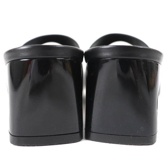 HERMES Mule 221023Z Main: Leather black Area Lab Women 37 Used Authentic