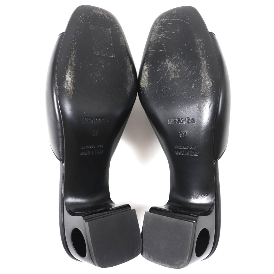HERMES Mule 221023Z Main: Leather black Area Lab Women 37 Used Authentic
